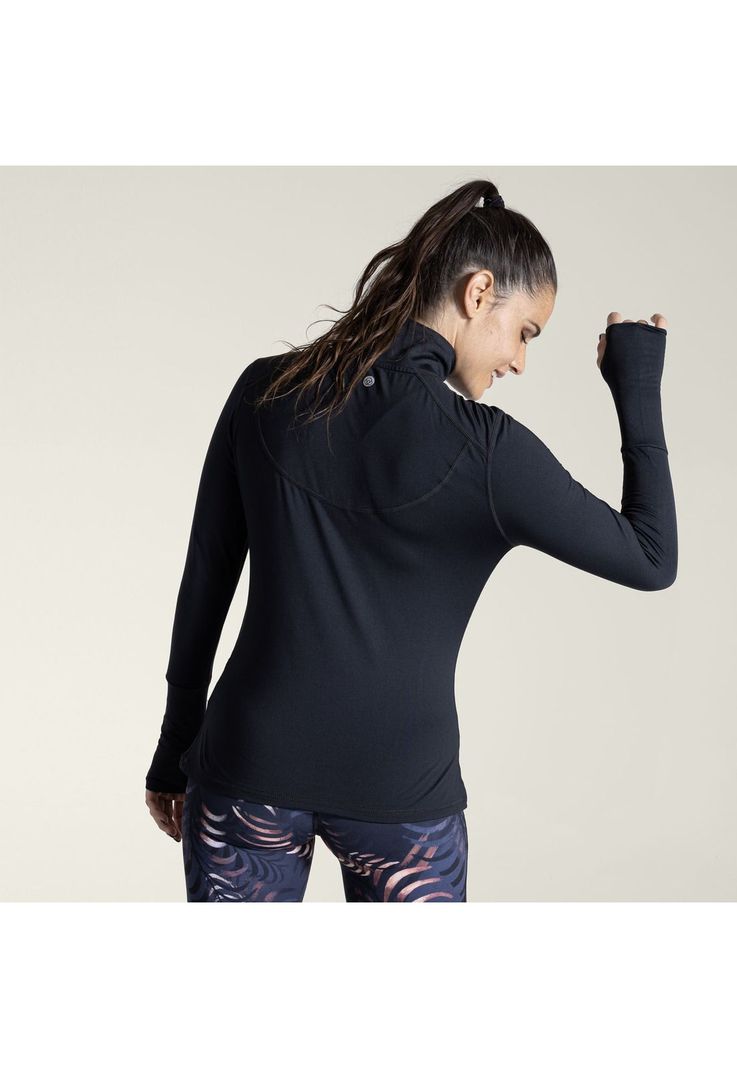Polera deportiva Mujer Half Zip Negro-3