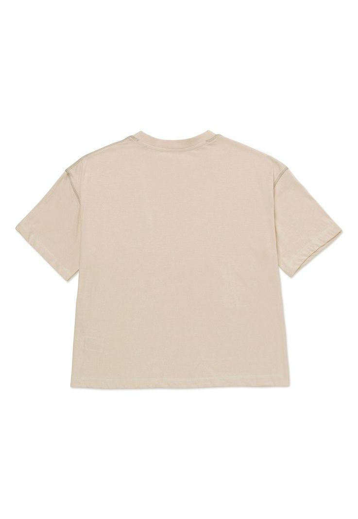 Polera Manga Corta Mujer Cat Logo BoxyBeige/Crudo-1