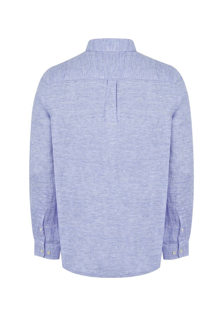 Camisa Lino Orgánico Azul Mar Linentex Hombre -1