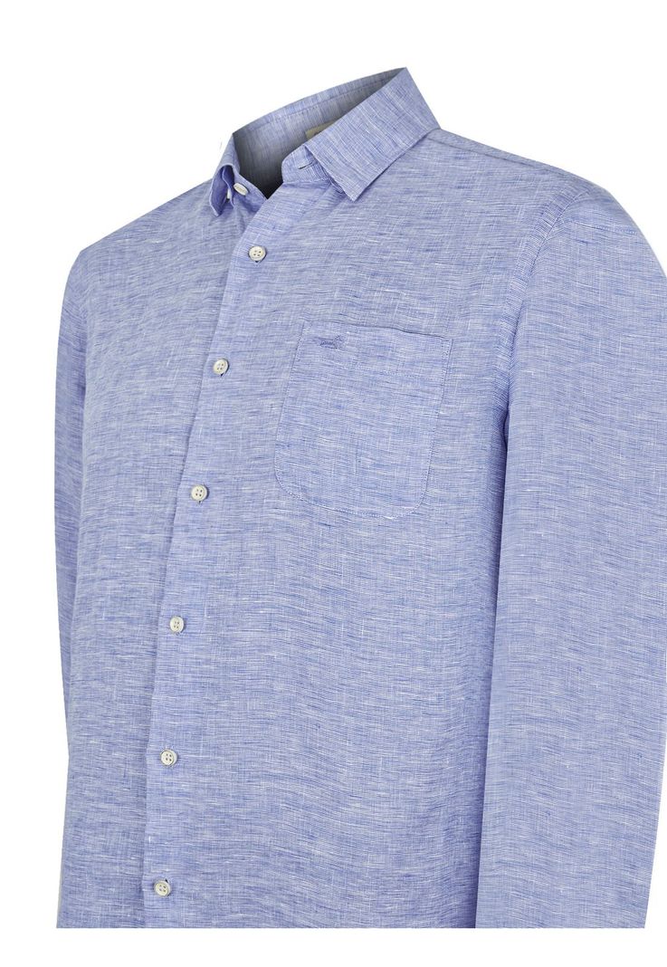 Camisa Lino Orgánico Azul Mar Linentex Hombre -3