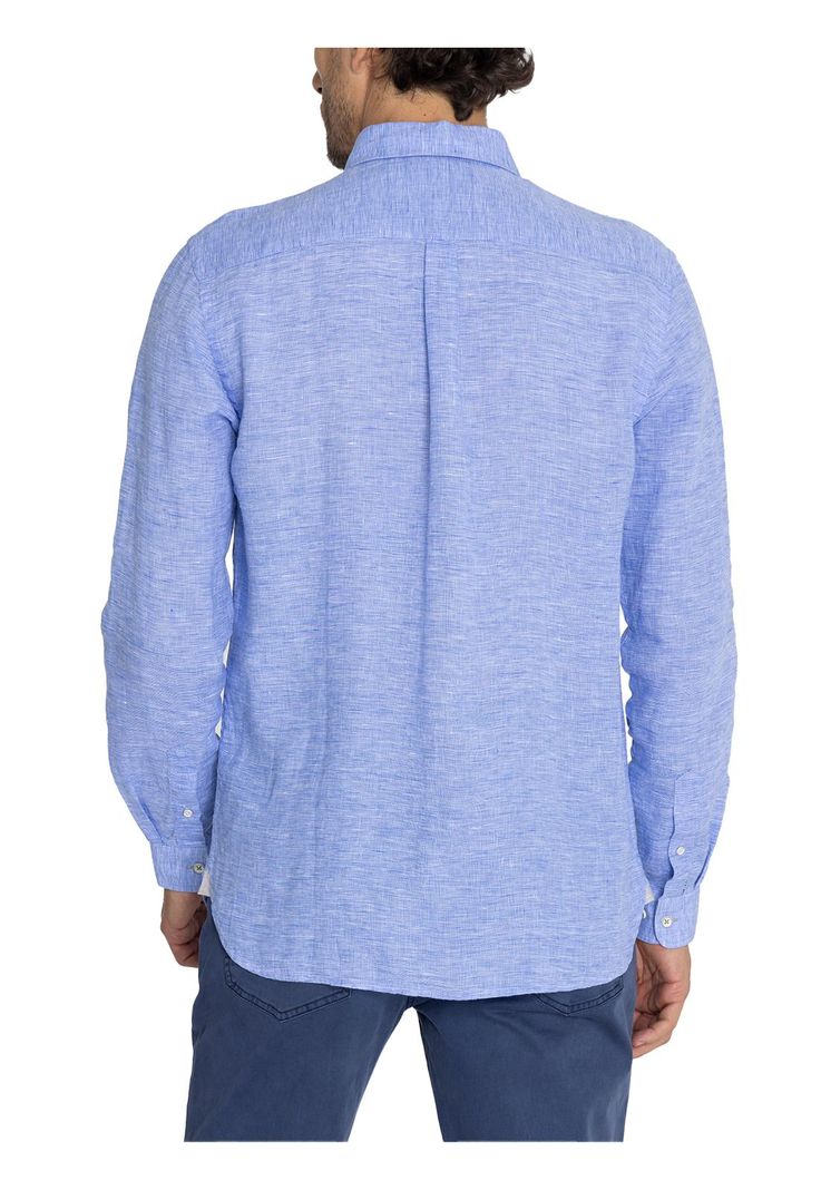 Camisa Lino Orgánico Azul Mar Linentex Hombre -7