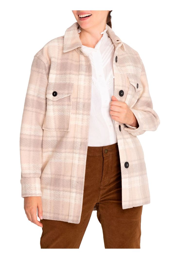 Chaqueta Lana Mujer Begonia Beige/Crudo-4
