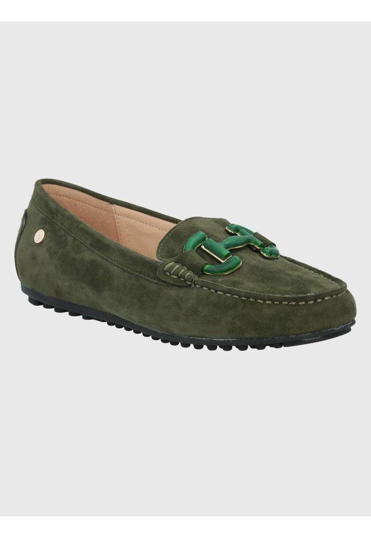 Mocasín Cuero Mujer Beth Verde-0