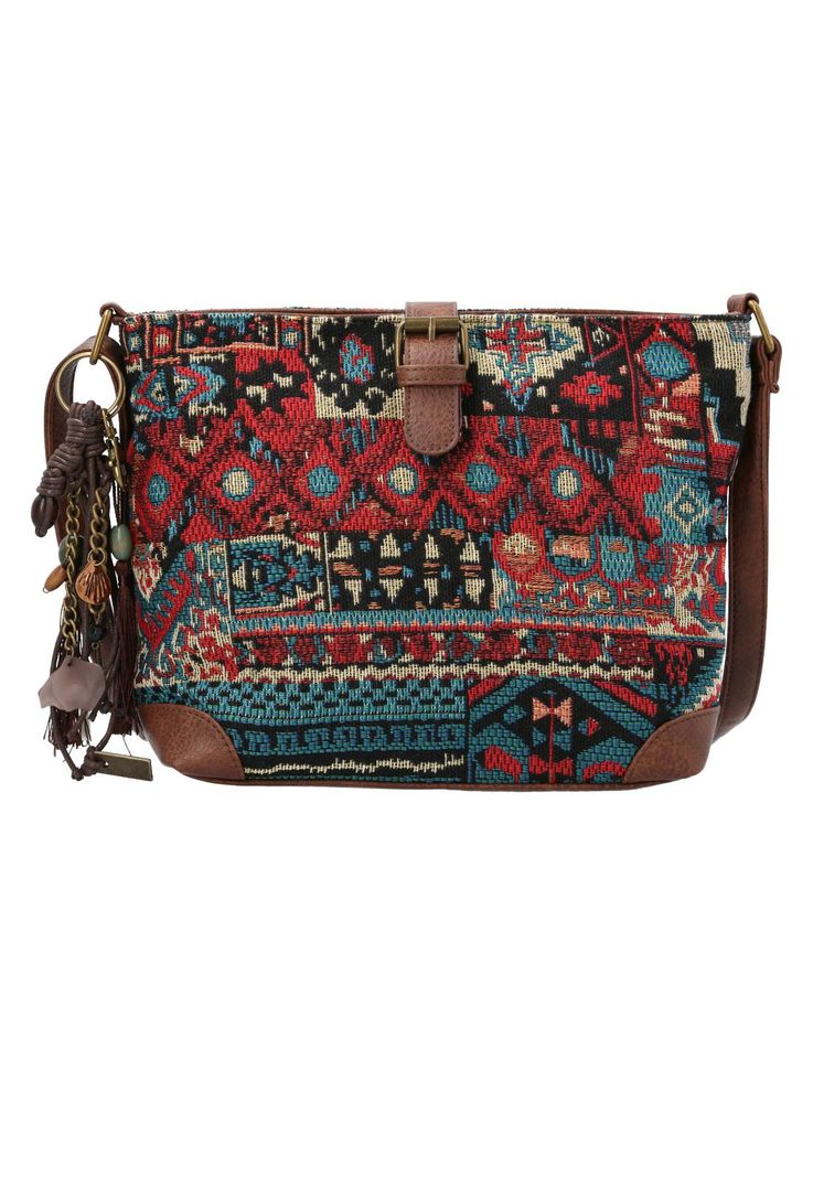 Cartera Textil Mujer Ethnic Cross Turquesa-0