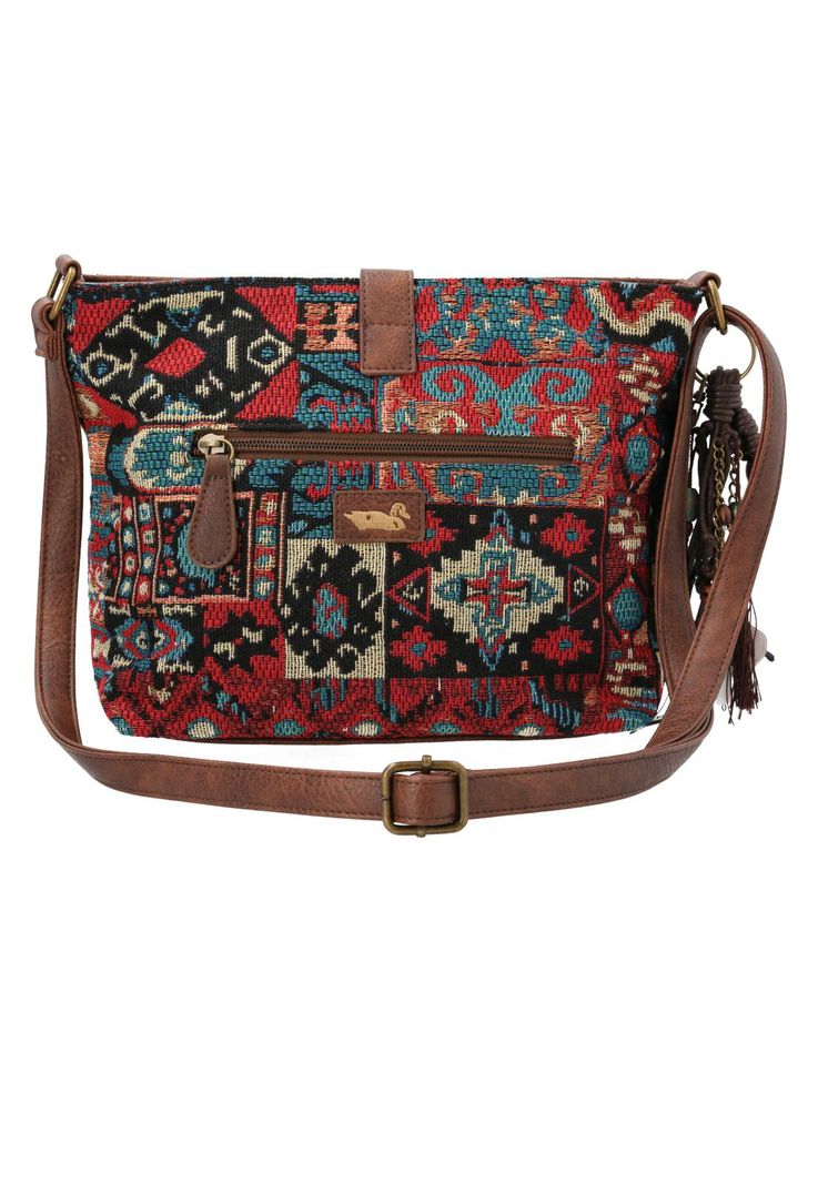 Cartera Textil Mujer Ethnic Cross Turquesa-2