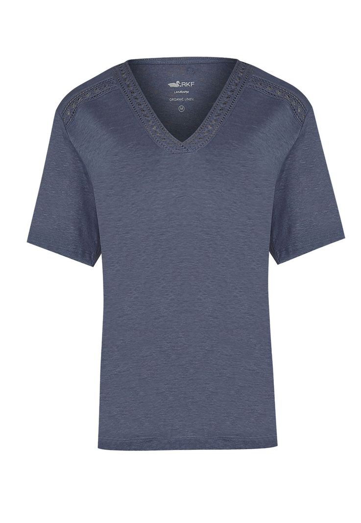 Polera Lino Orgánico Azul Remini Mujer -0