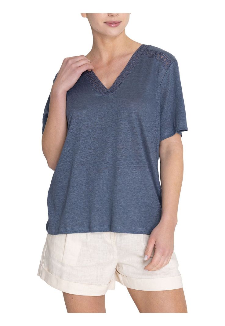 Polera Lino Orgánico Azul Remini Mujer -4