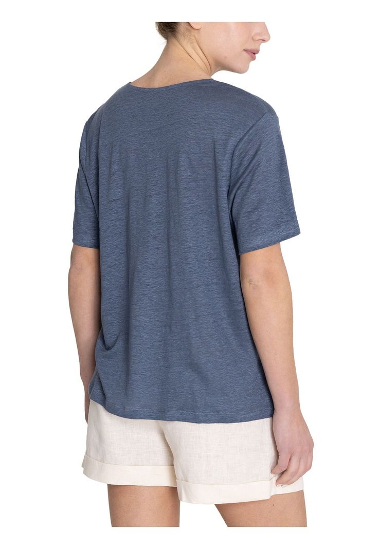 Polera Lino Orgánico Azul Remini Mujer -6