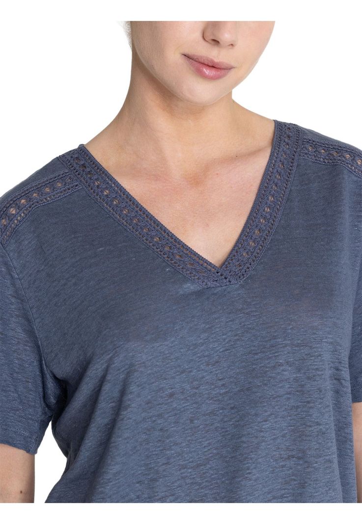Polera Lino Orgánico Azul Remini Mujer -7
