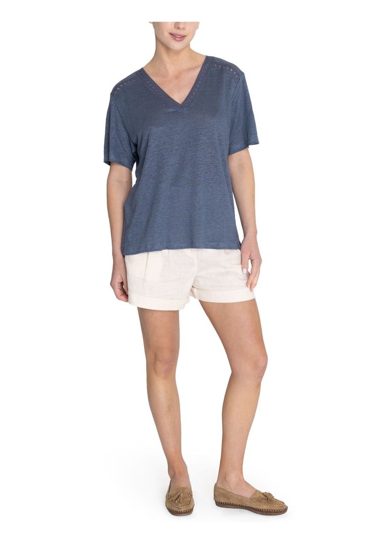Polera Lino Orgánico Azul Remini Mujer -8