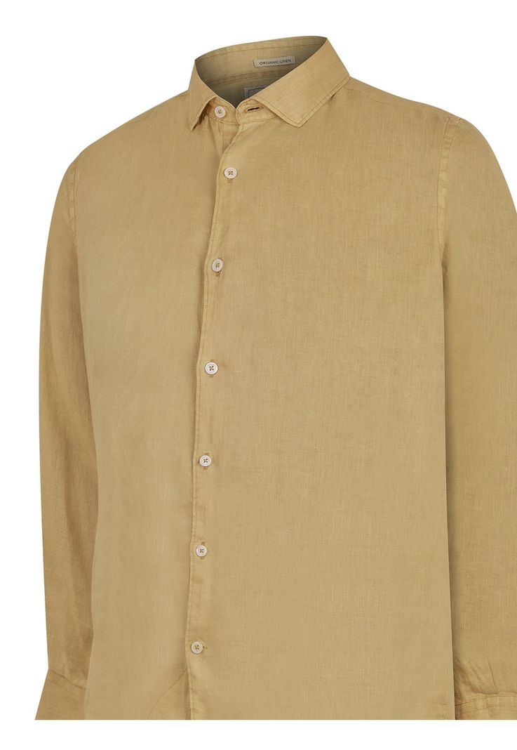 Camisa Lino Orgánico Café Linenpro Hombre -3