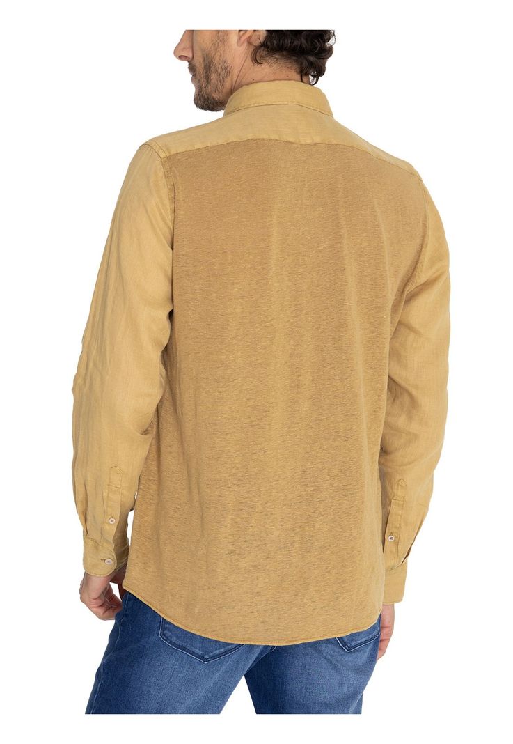 Camisa Lino Orgánico Café Linenpro Hombre -6