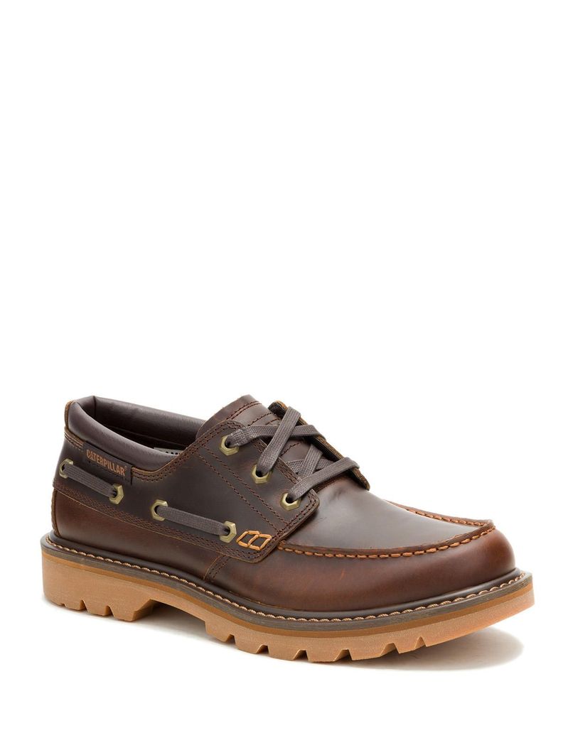 Zapato Cuero Hombre Colorado Boat Lo Café Oscuro