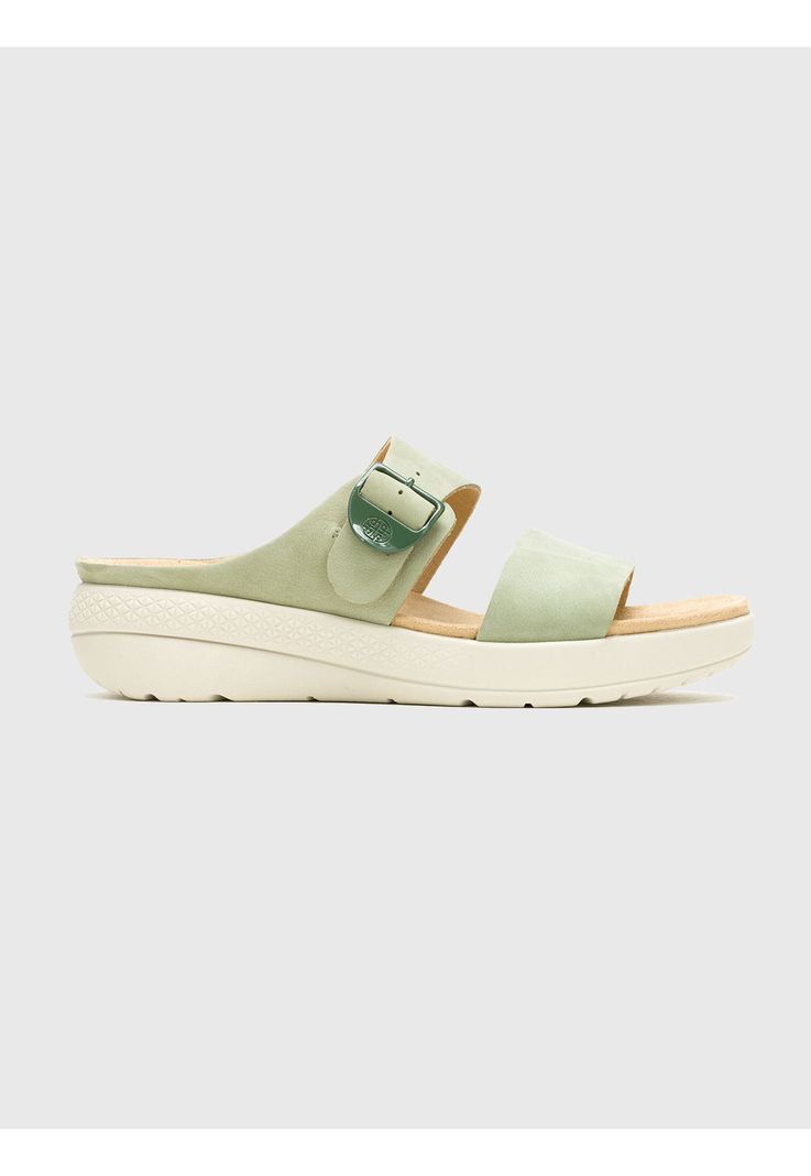 Sandalia Cuero Verde Mujer Breathe Slide -1