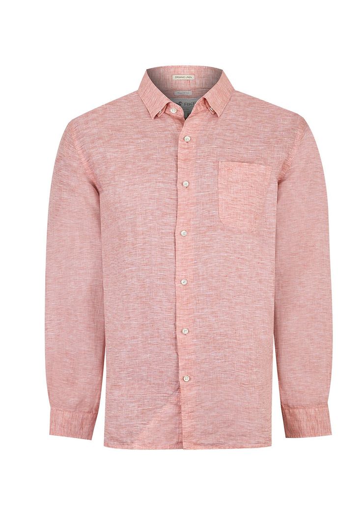 Camisa Lino Orgánico Rojo Linentex Hombre -0