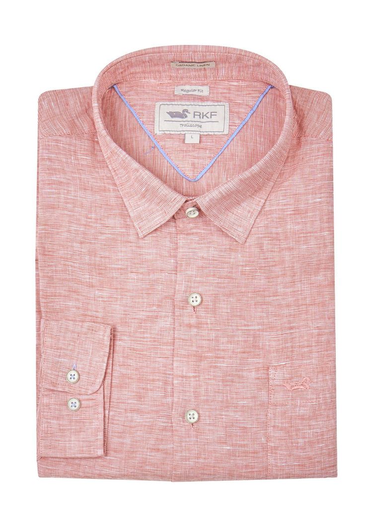 Camisa Lino Orgánico Rojo Linentex Hombre -4