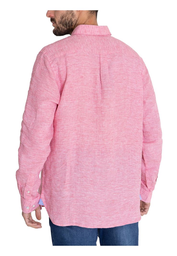 Camisa Lino Orgánico Rojo Linentex Hombre -6