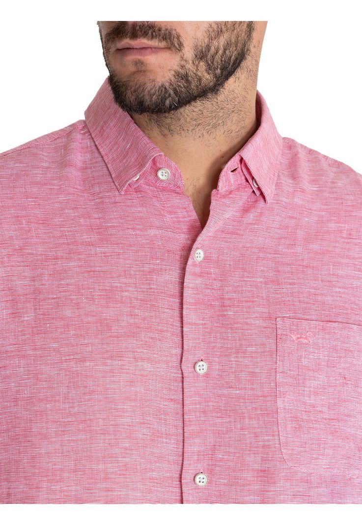Camisa Lino Orgánico Rojo Linentex Hombre -7