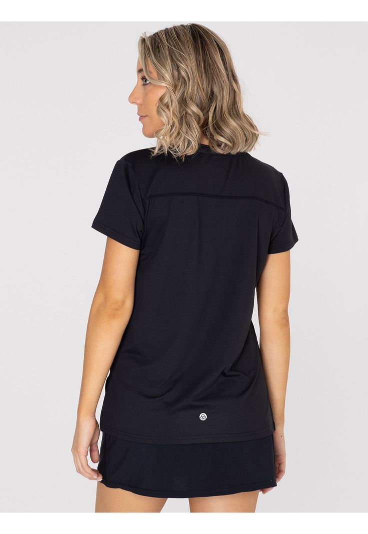 Polera deportiva Mujer Manga Corta V Neck Negro-1