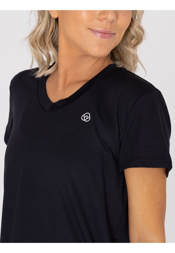 Polera deportiva Mujer Manga Corta V Neck Negro-3