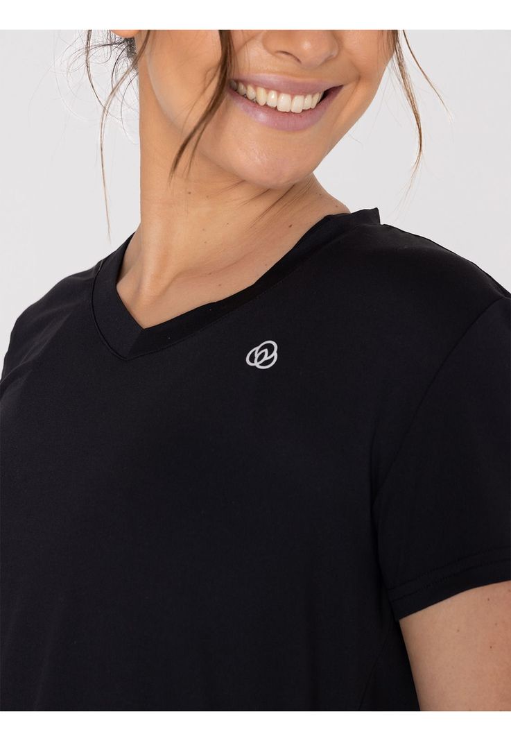 Polera deportiva Mujer Manga Corta V Neck Negro-6
