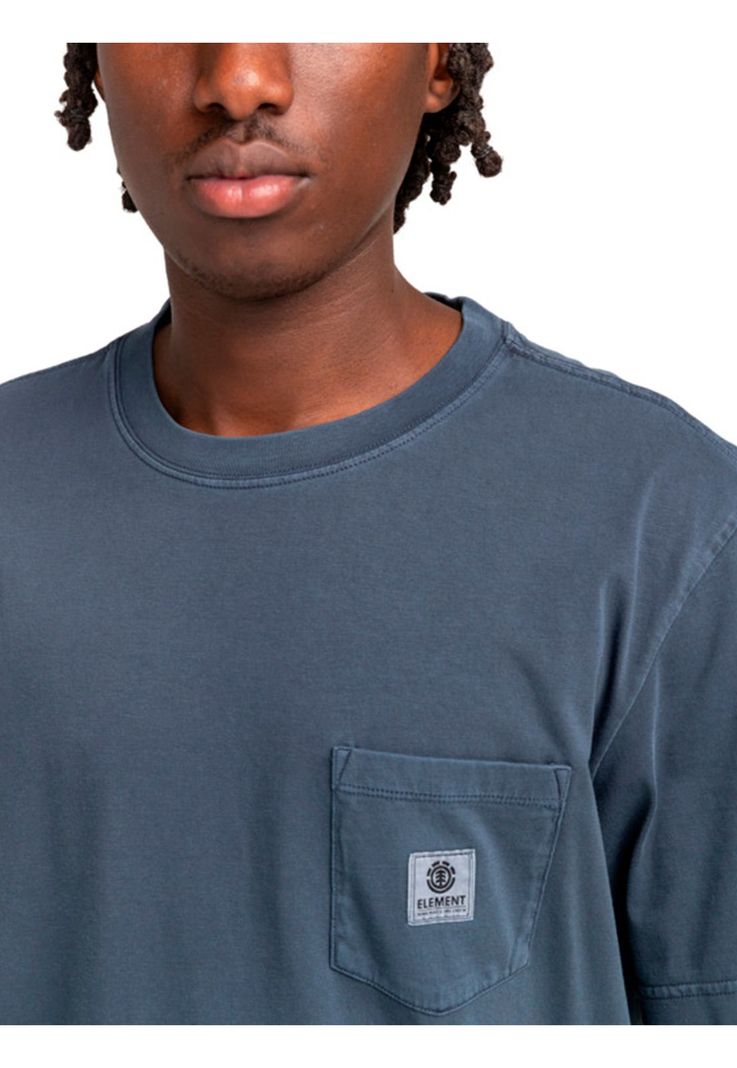 Polera Manga Corta Hombre Basic Pocket Azul-4