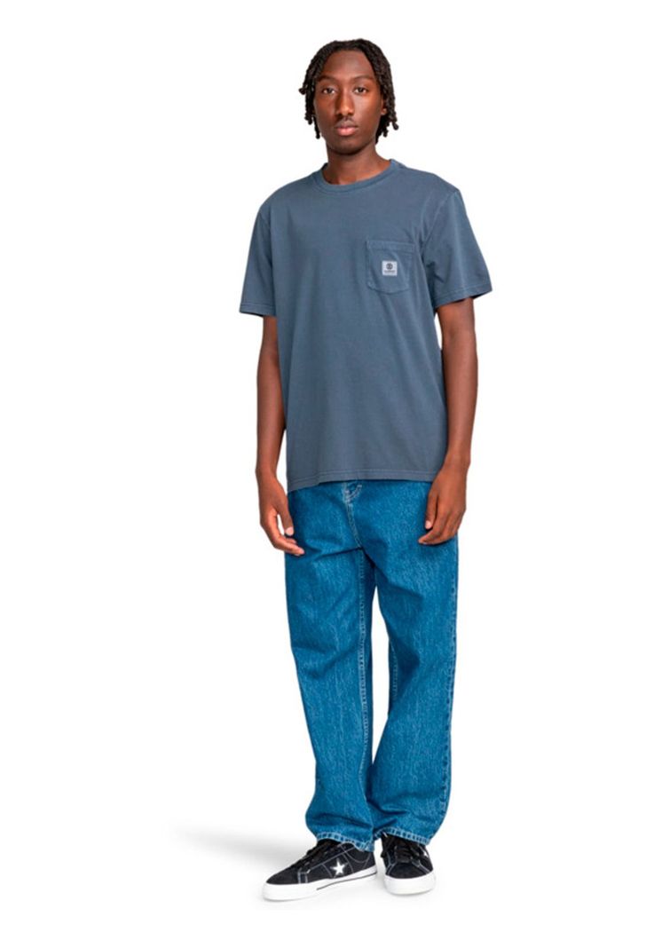 Polera Manga Corta Hombre Basic Pocket Azul-5