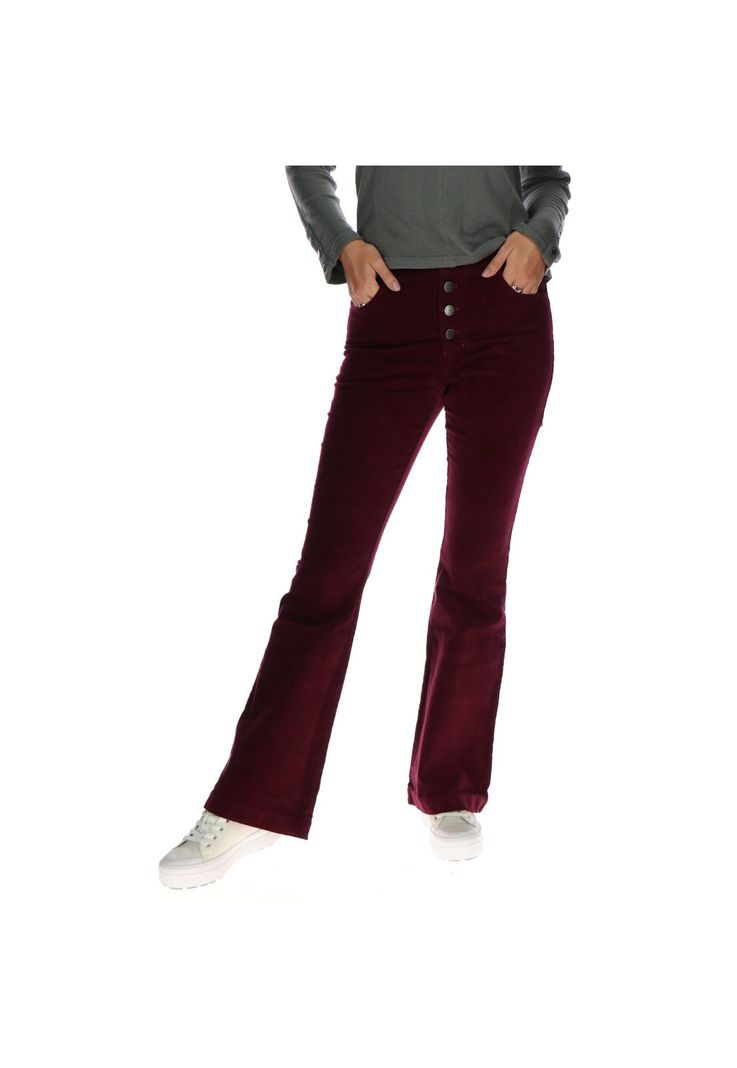 Pantalon Mujer Perry High Waist Flare Burdeo-0