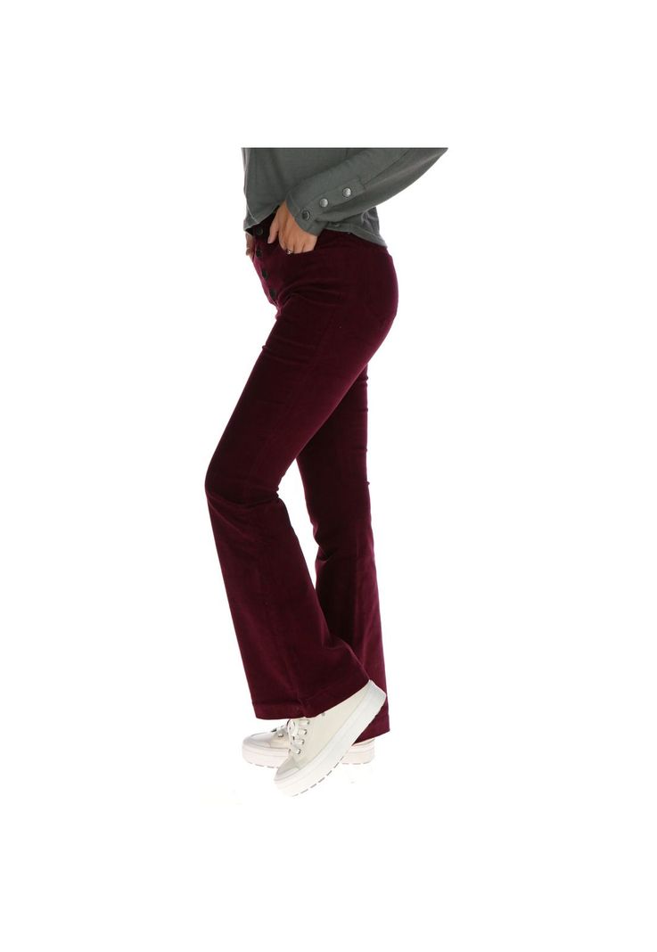 Pantalon Mujer Perry High Waist Flare Burdeo-1
