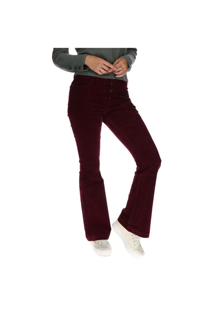 Pantalon Mujer Perry High Waist Flare Burdeo-3