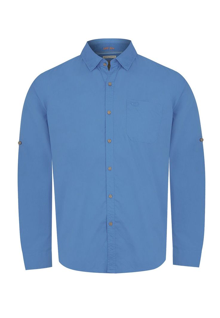Camisa Algodón Org Azul Marino Galiton Hombre -0
