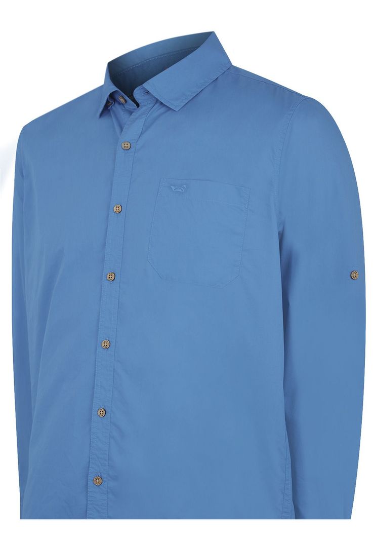 Camisa Algodón Org Azul Marino Galiton Hombre -3