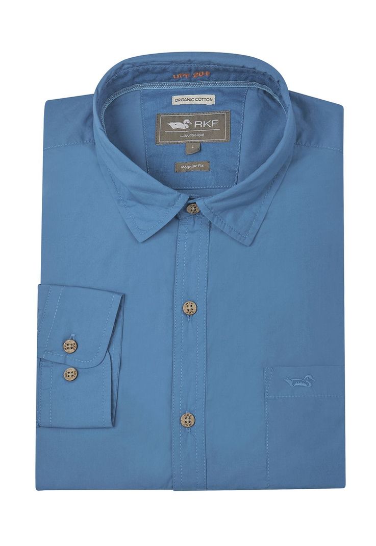 Camisa Algodón Org Azul Marino Galiton Hombre -4