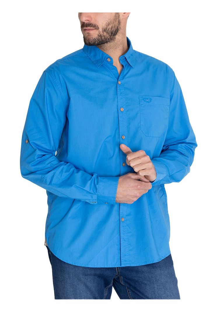 Camisa Algodón Org Azul Marino Galiton Hombre -5