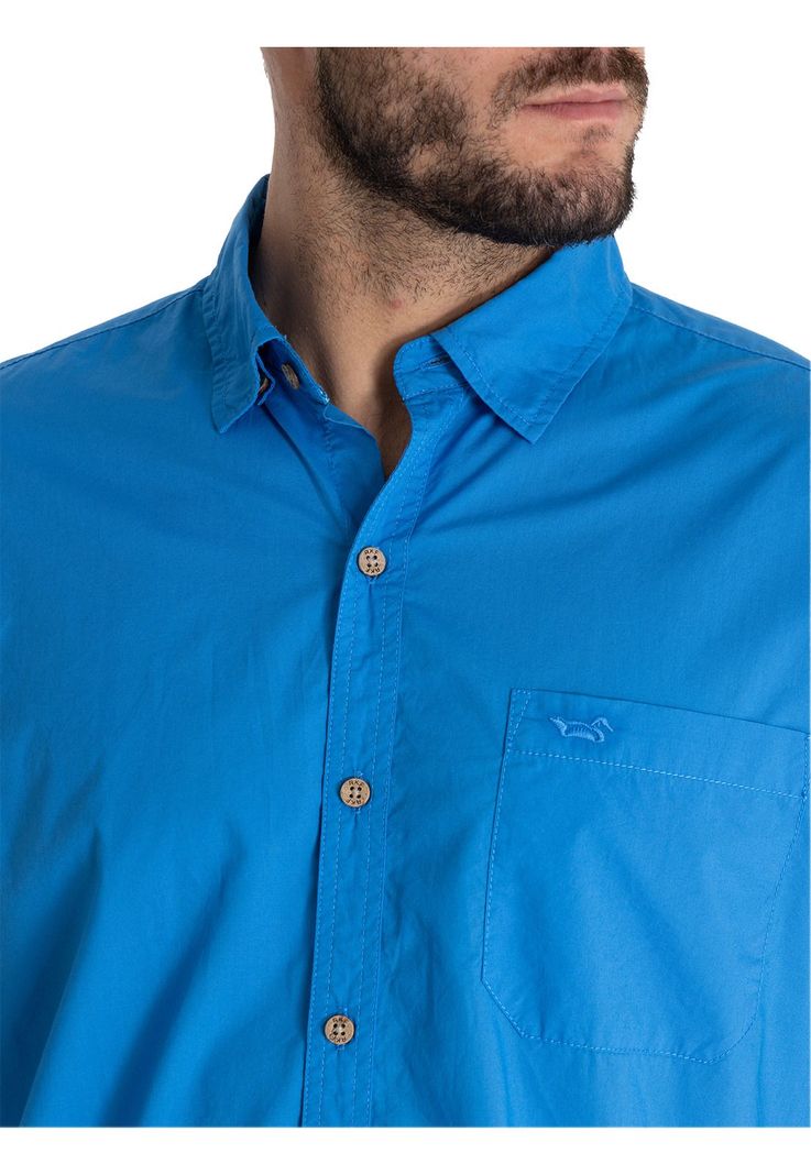 Camisa Algodón Org Azul Marino Galiton Hombre -8