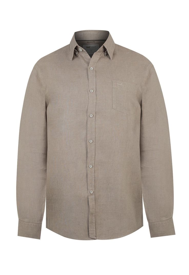 Camisa Lino Hombre Linen Beige/Crudo-0