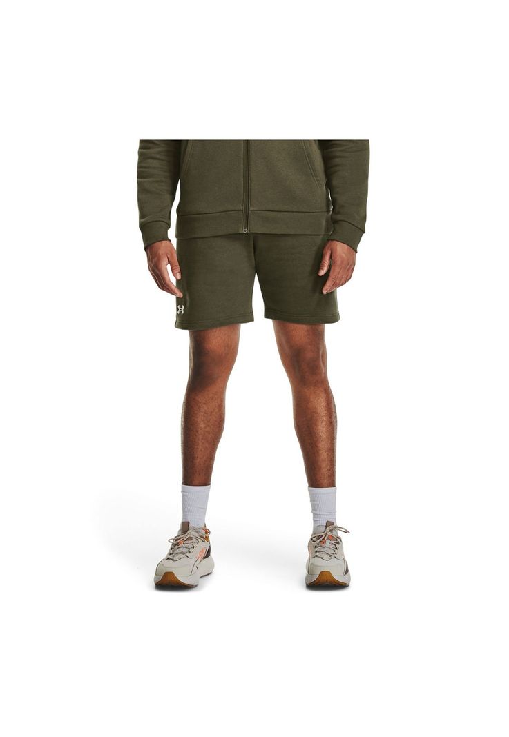 Shorts Fleece UA Rival Hombre Verde Oscuro-3