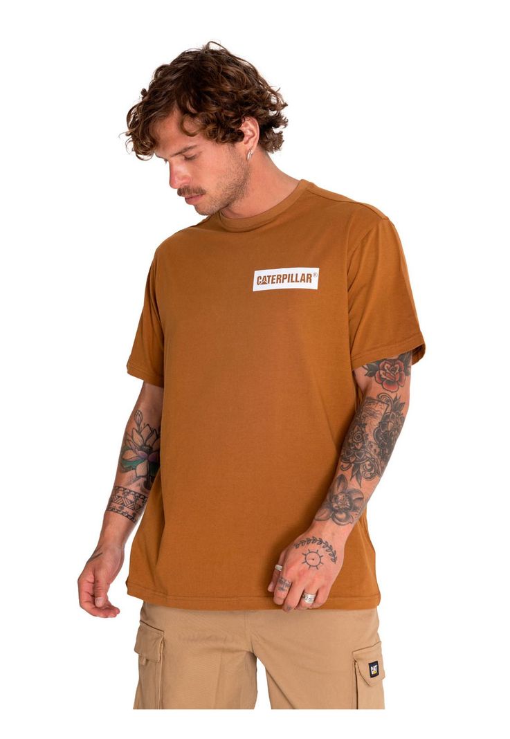 Polera Manga Corta Hombre Reflective Logo Café-1