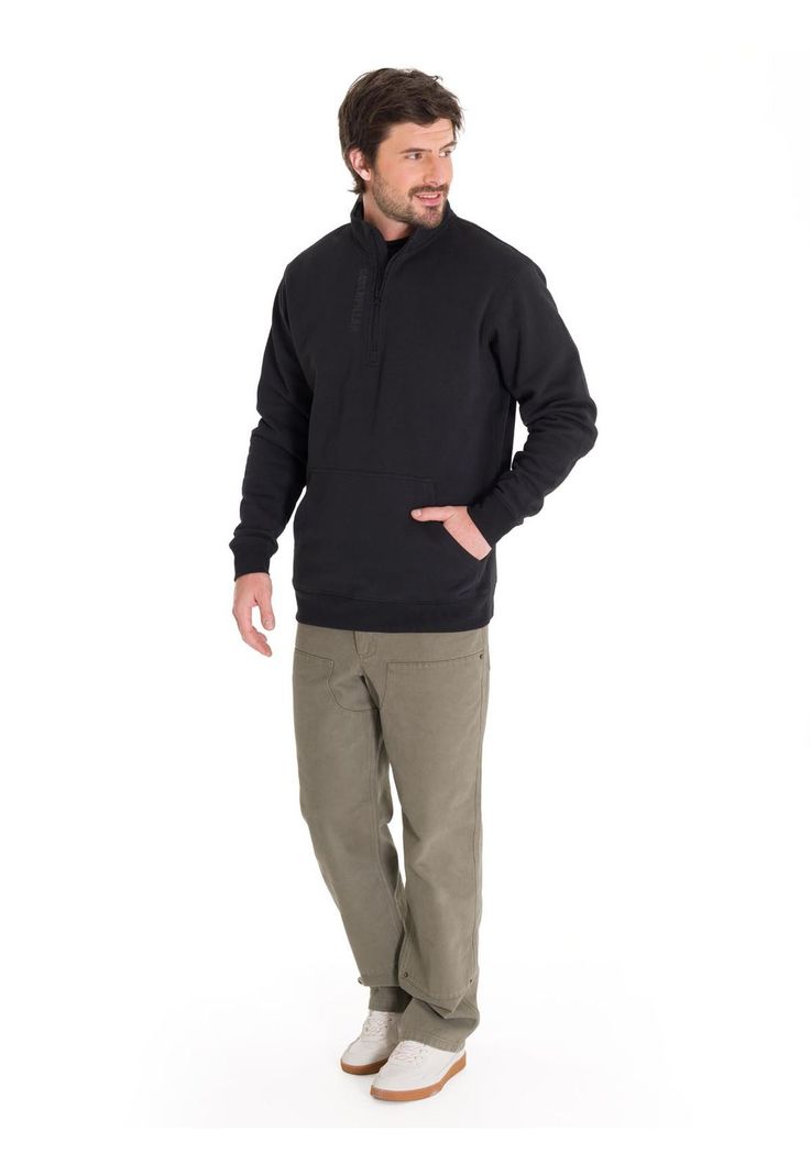 Polerón Midweight Quarter Zip Hombre Negro-5
