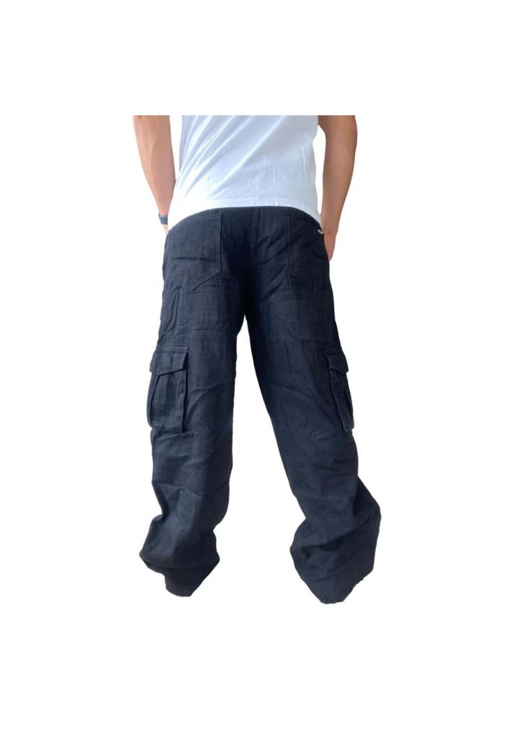 Jeans Diábolo Negro Cargo Ancho Wide Leg Hombre-3