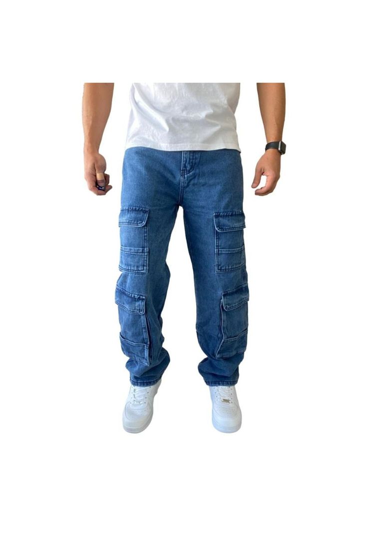 Jeans Diábolo Cargo Ancho Loose Fit Hombre-0