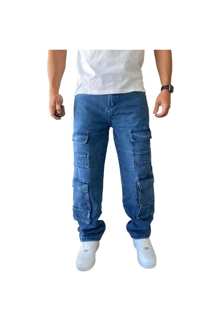 Jeans Diábolo Cargo Ancho Loose Fit Hombre-1