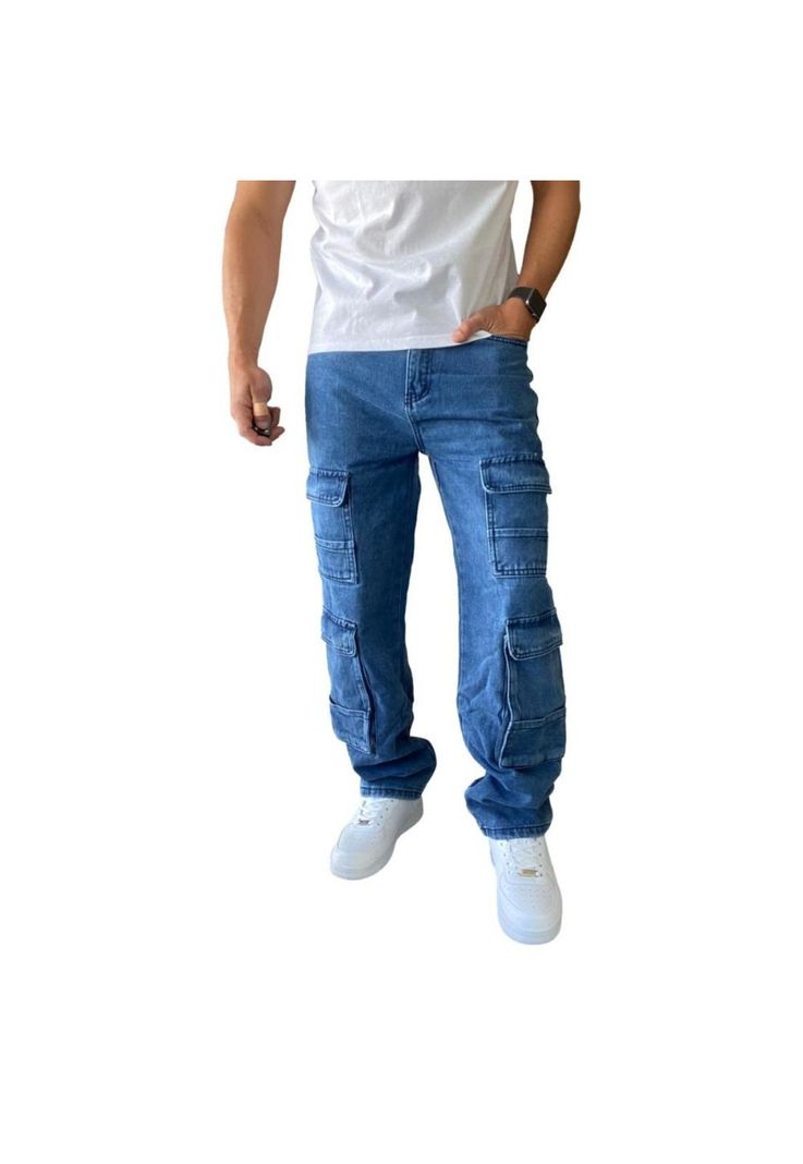 Jeans Diábolo Cargo Ancho Loose Fit Hombre-3