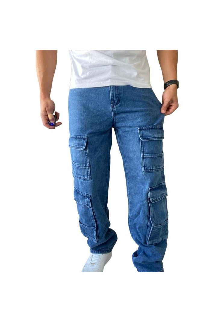 Jeans Diábolo Cargo Ancho Loose Fit Hombre-5
