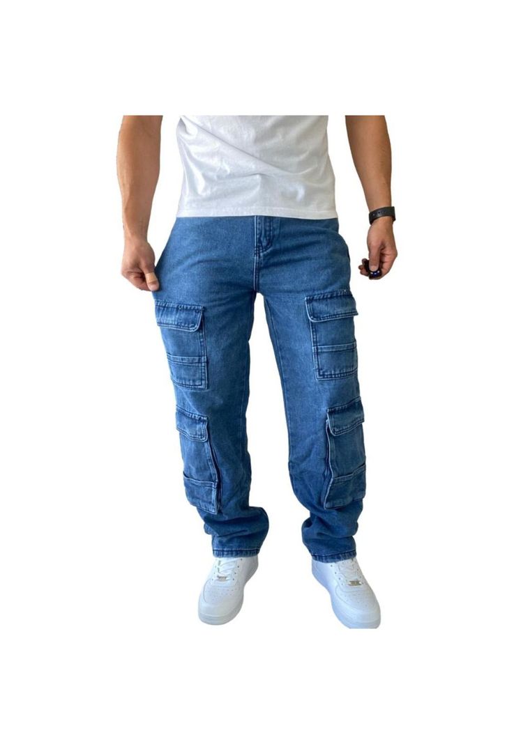 Jeans Diábolo Cargo Ancho Loose Fit Hombre-6