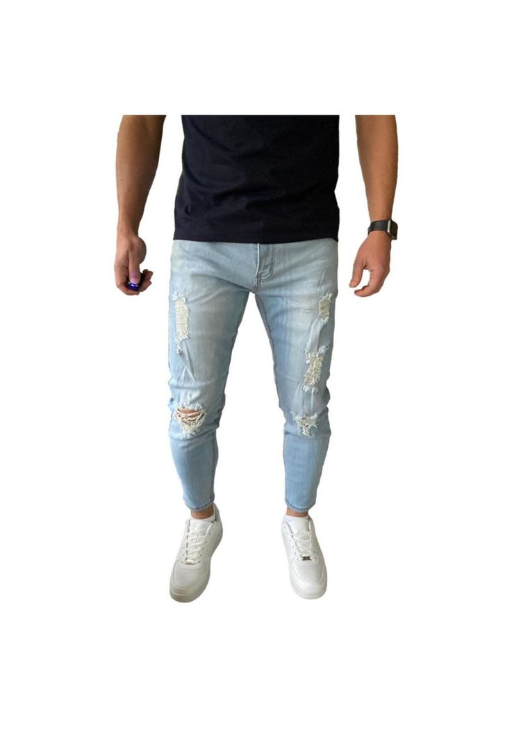 Jeans Destroyed Super Slim Ankle Fit Celeste-2
