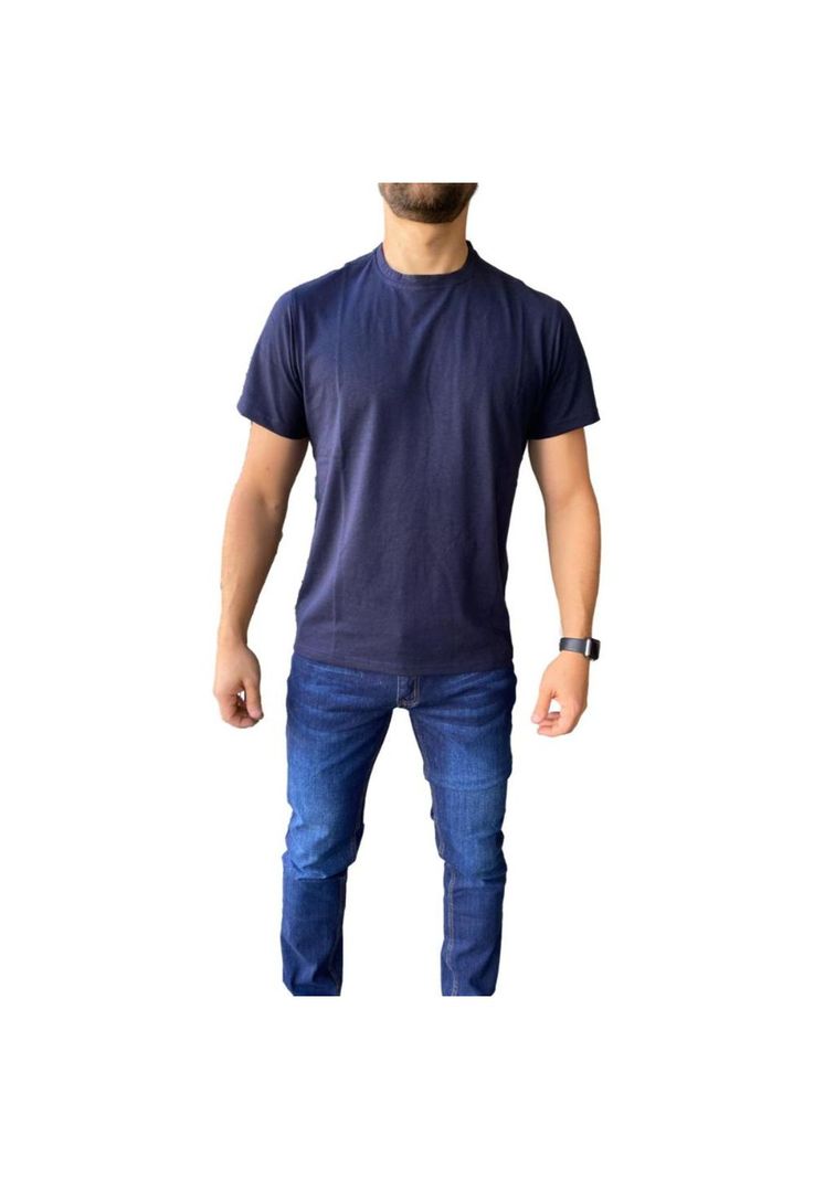 Polera Algodon Azul Marino Hombre