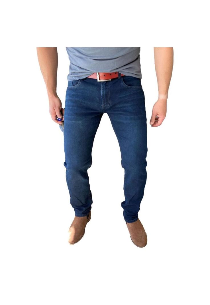 Pantalón Tela Jeans Straight Fit Azul Oscuro-3