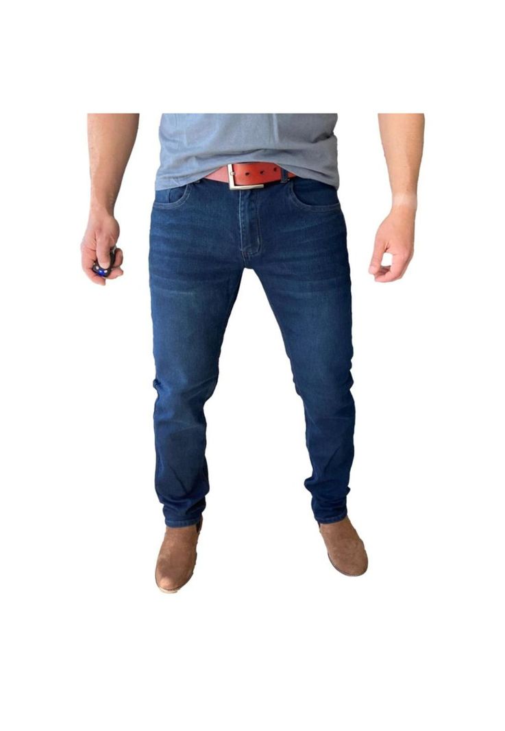 Pantalón Tela Jeans Straight Fit Azul Oscuro-4