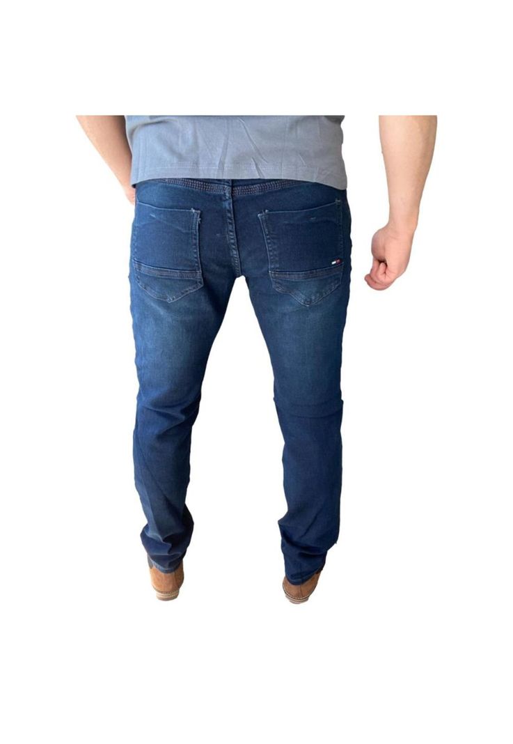 Pantalón Tela Jeans Straight Fit Azul Oscuro-5